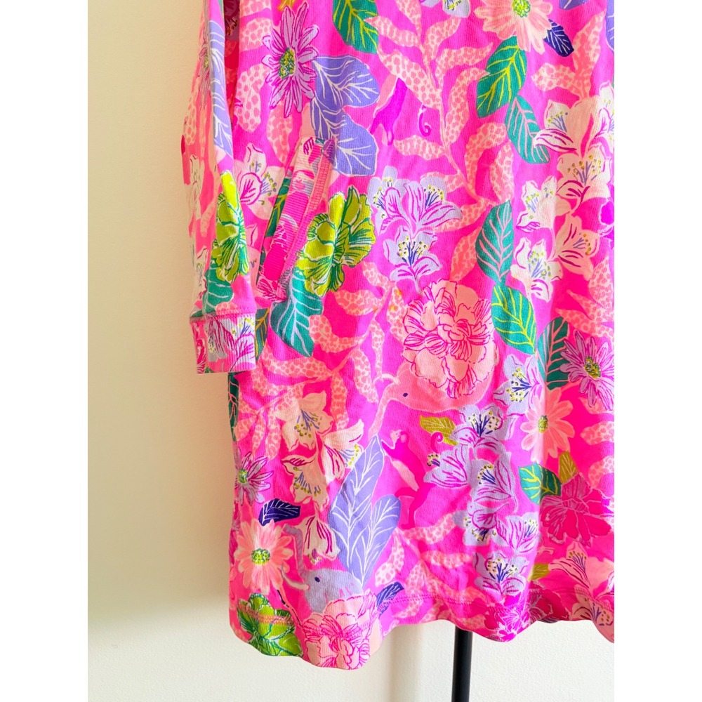 Lilly Pulitzer Girls XL 12-14 Pink Floral French Terry Long Sleeve Pocket Dress - Picture 2 of 6